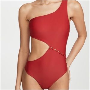 NWT Red Carter Peri asymmetrical cutout swimsuit